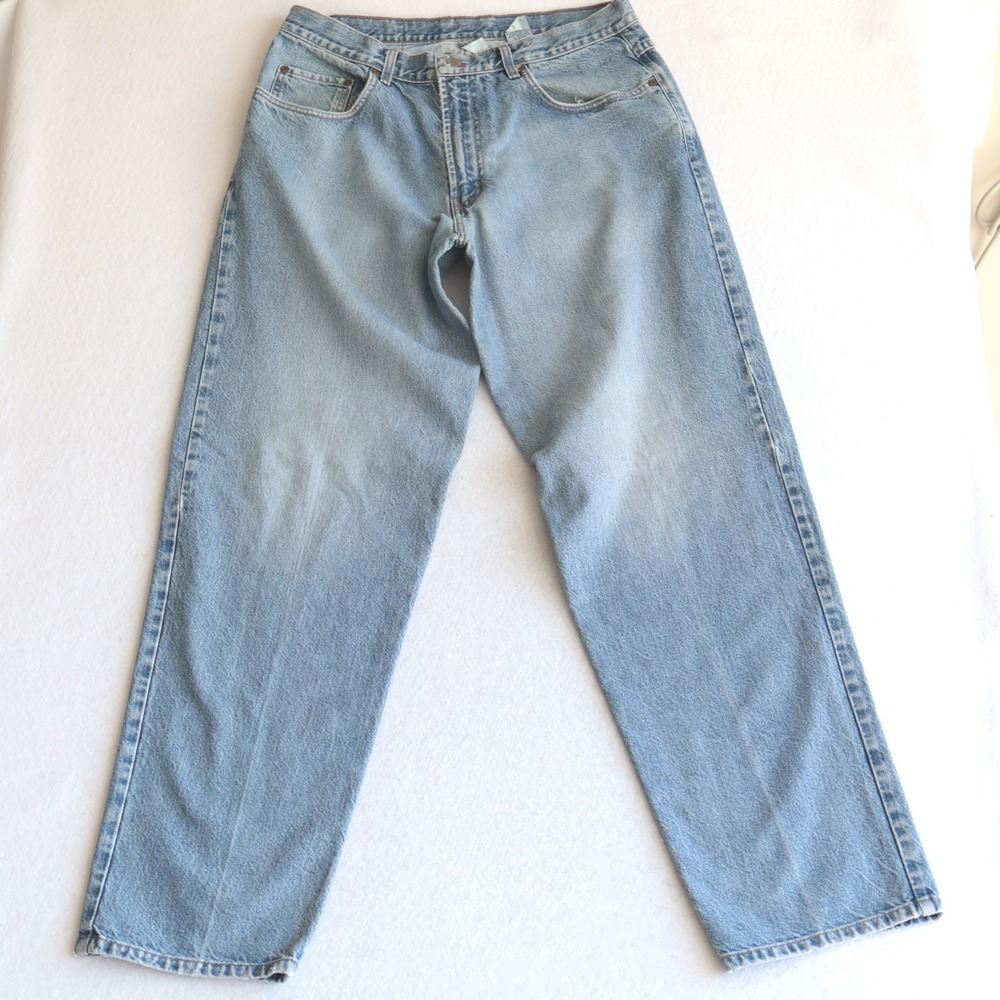 Vintage 90s Lucky Brand Dungarees Jeans Mens 36 Blue Denim Baggy USA 34x34.5